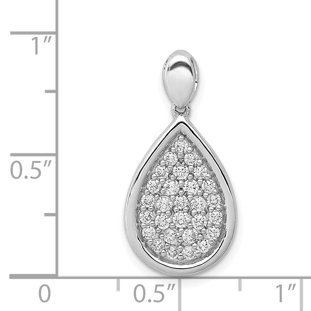 14k White Gold 1/2 carat Pave Diamond Fancy Teardrop Pendant