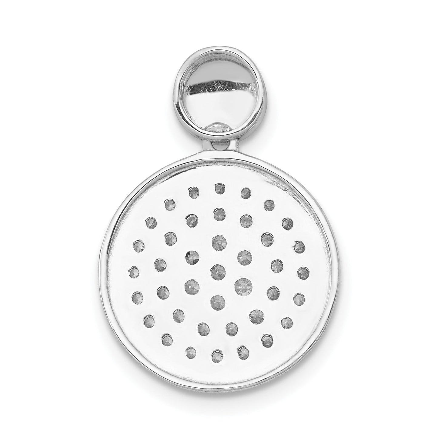 14k White Gold 1/2 carat Diamond Pave Fancy Circle Pendant