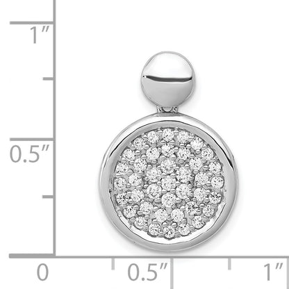 14k White Gold 1/2 carat Diamond Pave Fancy Circle Pendant