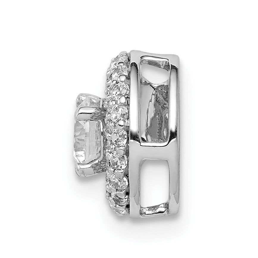 14k White Gold Holds 4.1mm Center 1/4 carat Diamond Semi-mount Halo Chain Slide