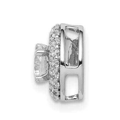 14k White Gold Holds 4.1mm Center 1/4 carat Diamond Semi-mount Halo Chain Slide