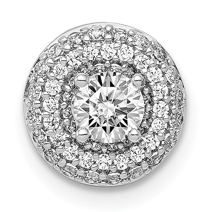 14k White Gold Holds 4.1mm Center 1/4 carat Diamond Semi-mount Halo Chain Slide
