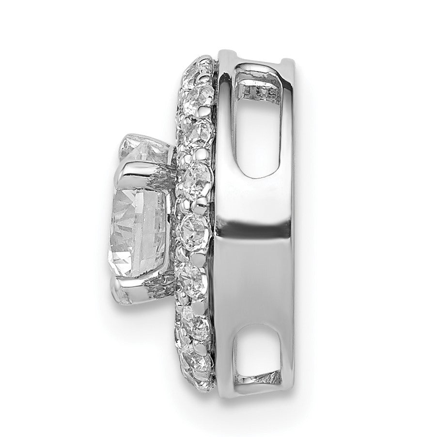 14k White Gold Holds 5.2mm Center 3/8 carat Diamond Semi-mount Halo Chain Slide
