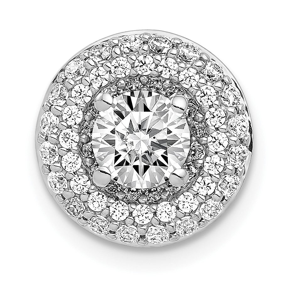 14k White Gold Holds 5.2mm Center 3/8 carat Diamond Semi-mount Halo Chain Slide