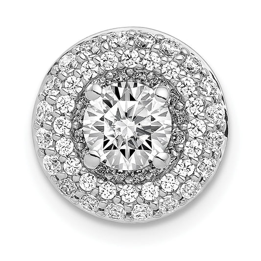 14k White Gold Holds 5.2mm Center 3/8 carat Diamond Semi-mount Halo Chain Slide