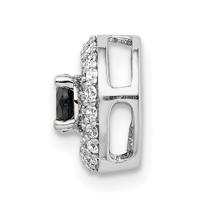 14k White Gold 1/4 carat Diamond and .25 Sapphire Halo Chain Slide