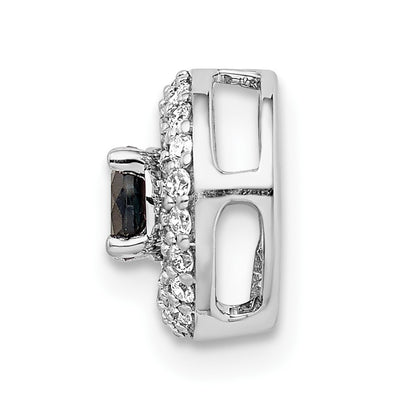 14k White Gold 1/4 carat Diamond and .25 Sapphire Halo Chain Slide