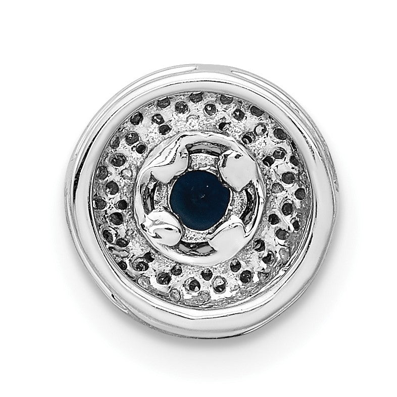 14k White Gold 1/4 carat Diamond and .25 Sapphire Halo Chain Slide