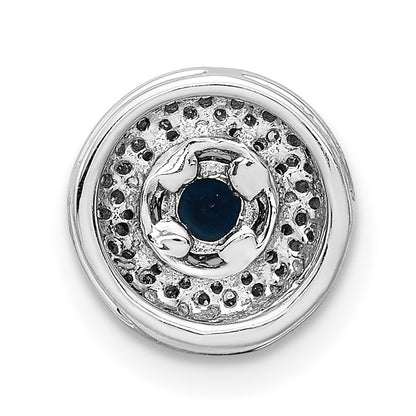 14k White Gold 1/4 carat Diamond and .25 Sapphire Halo Chain Slide