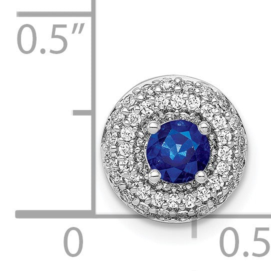 14k White Gold 1/4 carat Diamond and .25 Sapphire Halo Chain Slide