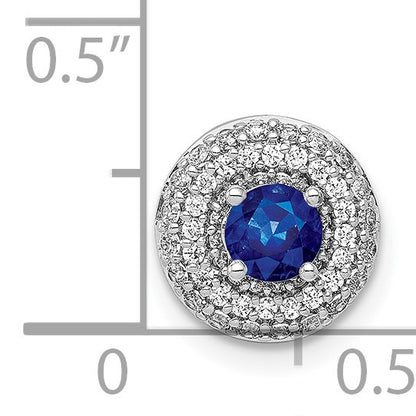 14k White Gold 1/4 carat Diamond and .25 Sapphire Halo Chain Slide