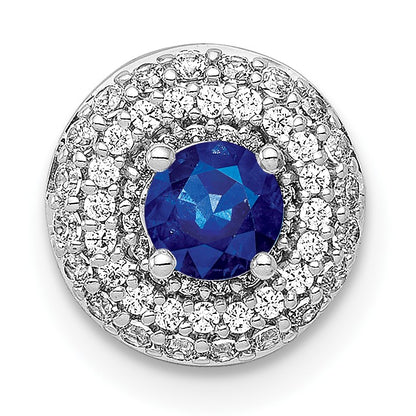 14k White Gold 1/4 carat Diamond and .25 Sapphire Halo Chain Slide
