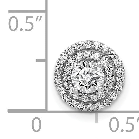 14k White Gold Holds 4.1mm Center 1/5 carat Diamond Semi-mount Halo Chain Slide