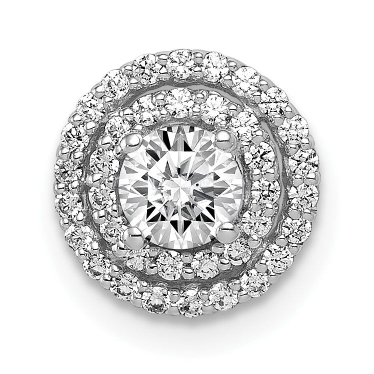 14k White Gold Holds 4.1mm Center 1/5 carat Diamond Semi-mount Halo Chain Slide