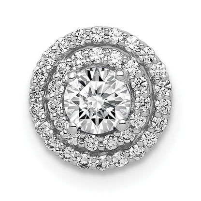14k White Gold Holds 4.1mm Center 1/5 carat Diamond Semi-mount Halo Chain Slide