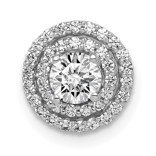 14k White Gold Holds 4.1mm Center 1/5 carat Diamond Semi-mount Halo Chain Slide