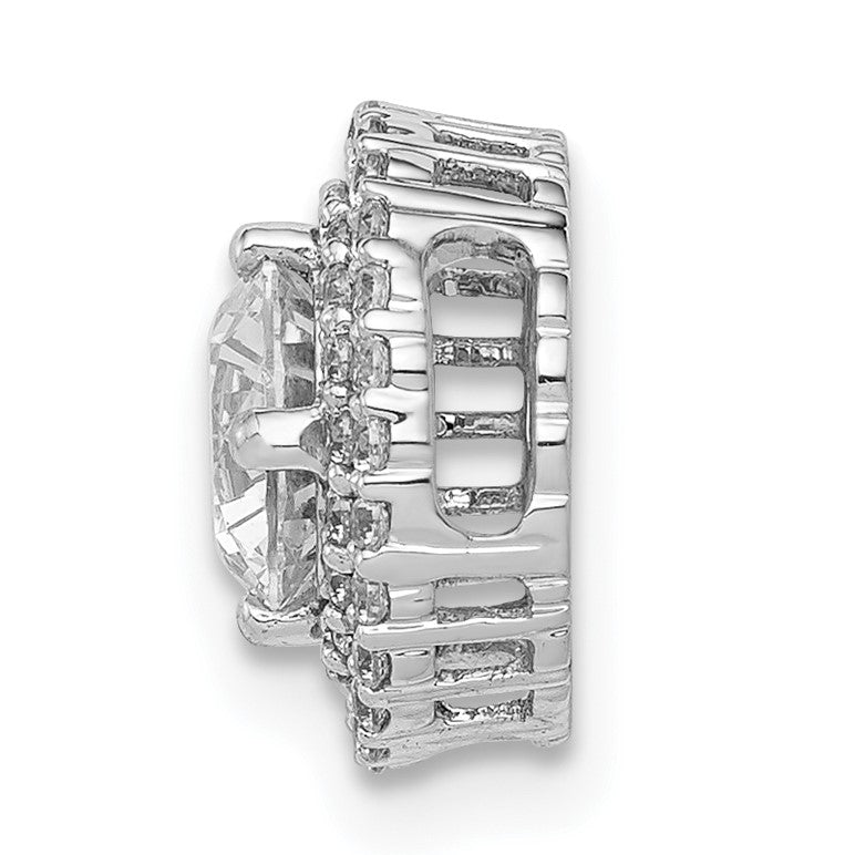 14k White Gold Holds 5.2mm Center 1/5 carat Diamond Semi-mount Halo Chain Slide