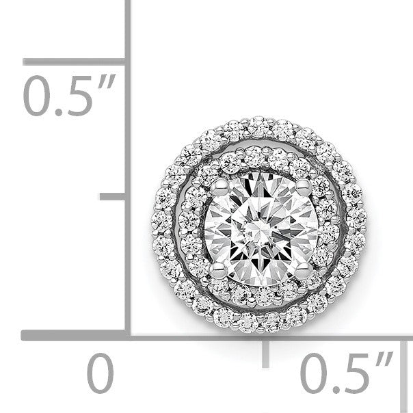 14k White Gold Holds 5.2mm Center 1/5 carat Diamond Semi-mount Halo Chain Slide