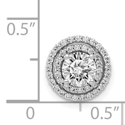 14k White Gold Holds 5.2mm Center 1/5 carat Diamond Semi-mount Halo Chain Slide