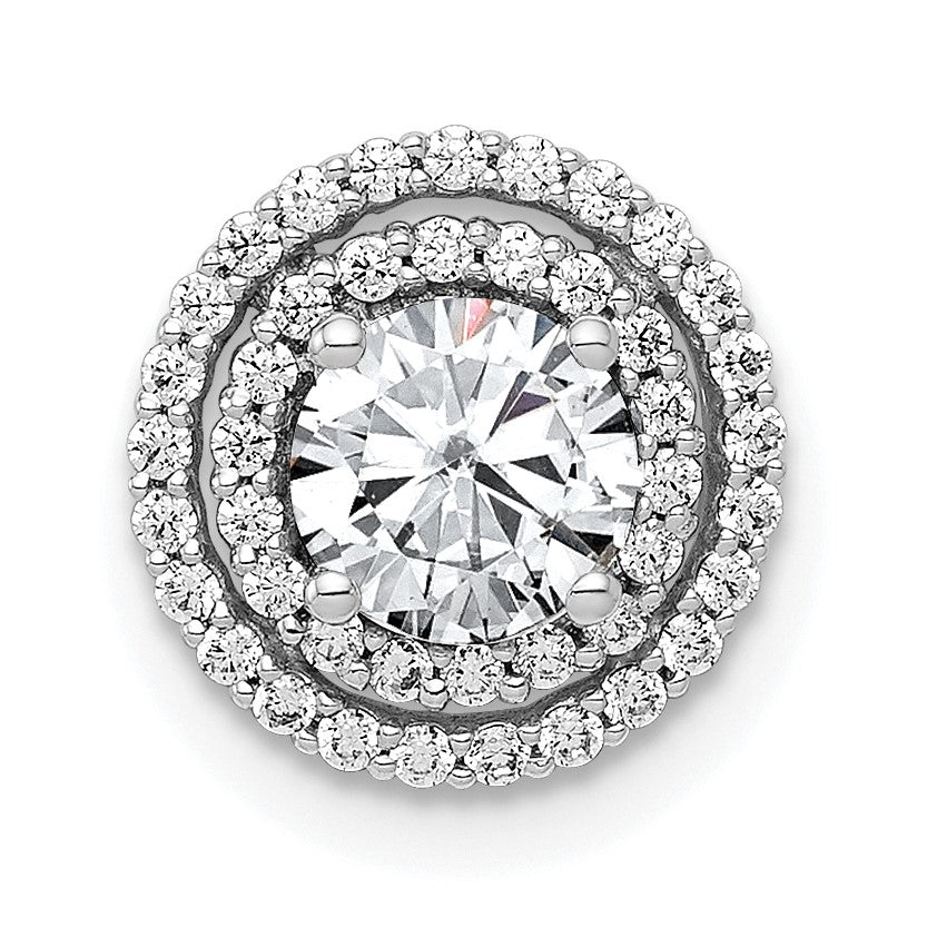 14k White Gold Holds 5.2mm Center 1/5 carat Diamond Semi-mount Halo Chain Slide