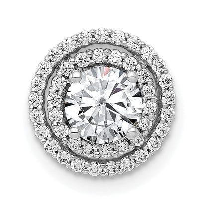 14k White Gold Holds 5.2mm Center 1/5 carat Diamond Semi-mount Halo Chain Slide