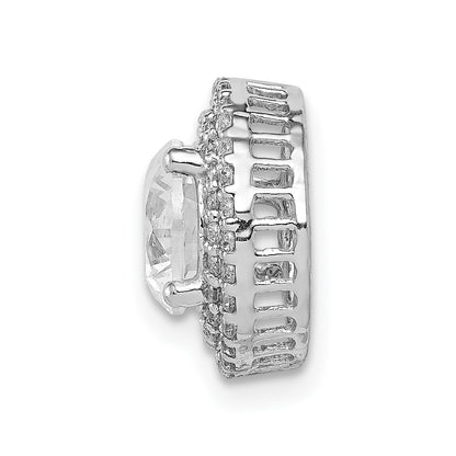 14k White Gold Holds 6.5mm Center 1/4 carat Diamond Semi-mount Halo Chain Slide