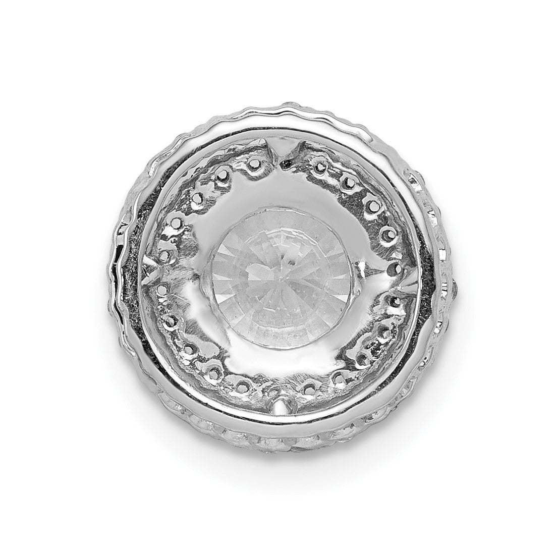 14k White Gold Holds 6.5mm Center 1/4 carat Diamond Semi-mount Halo Chain Slide