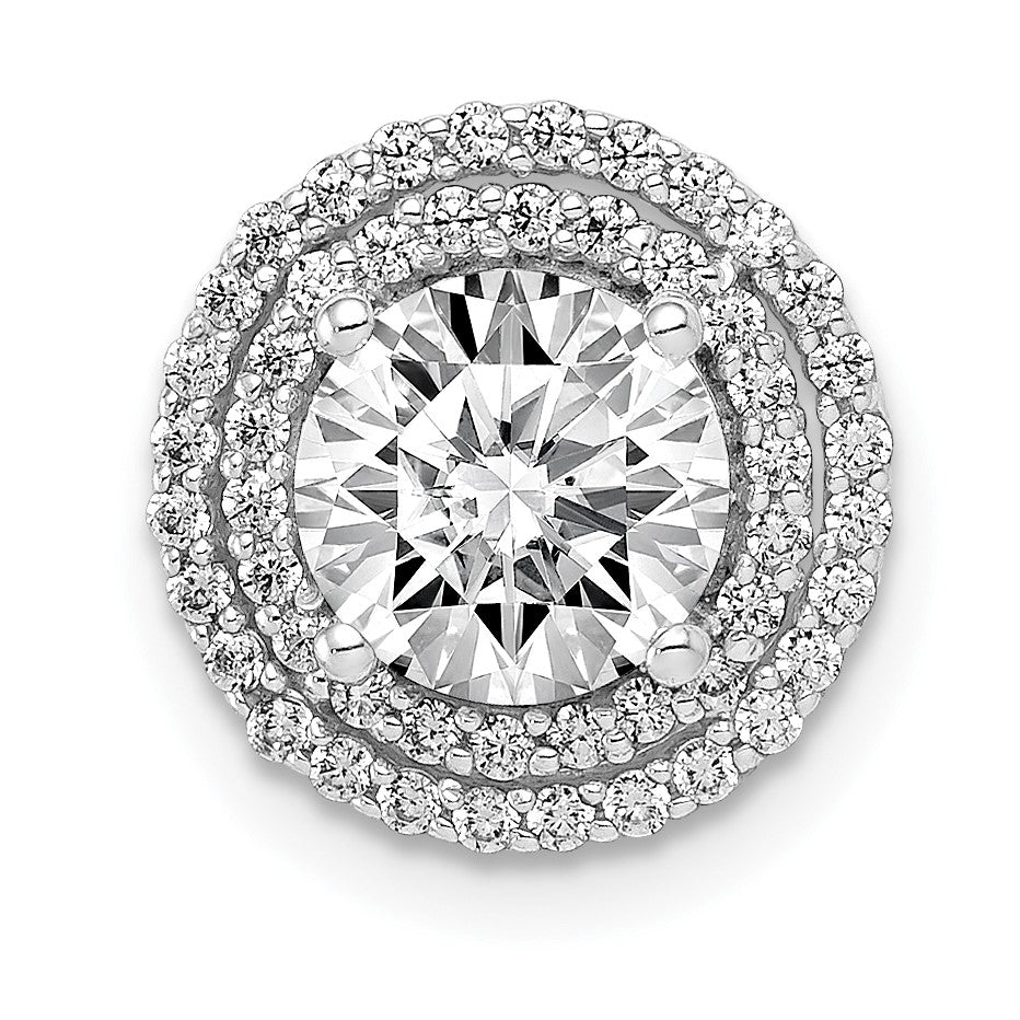 14k White Gold Holds 6.5mm Center 1/4 carat Diamond Semi-mount Halo Chain Slide