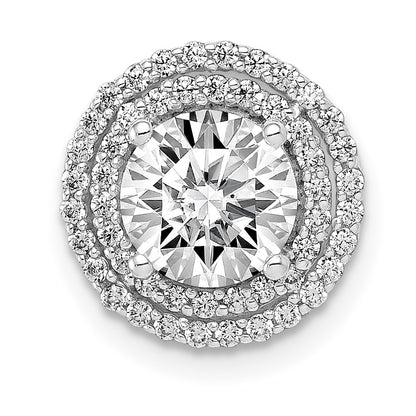 14k White Gold Holds 6.5mm Center 1/4 carat Diamond Semi-mount Halo Chain Slide