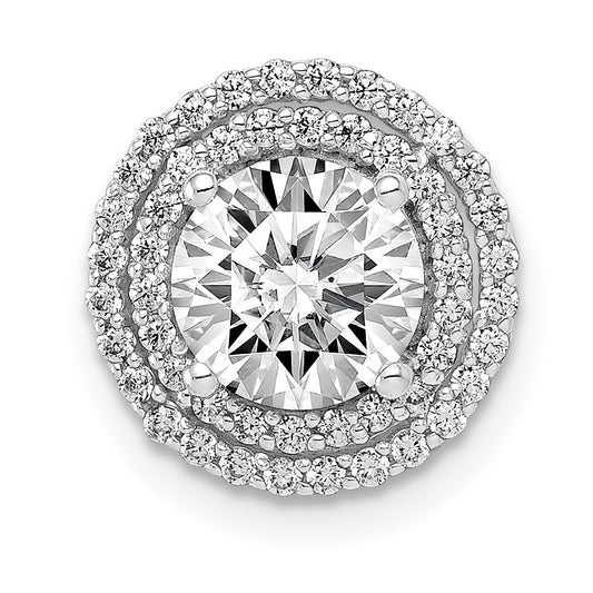 14k White Gold Holds 6.5mm Center 1/4 carat Diamond Semi-mount Halo Chain Slide