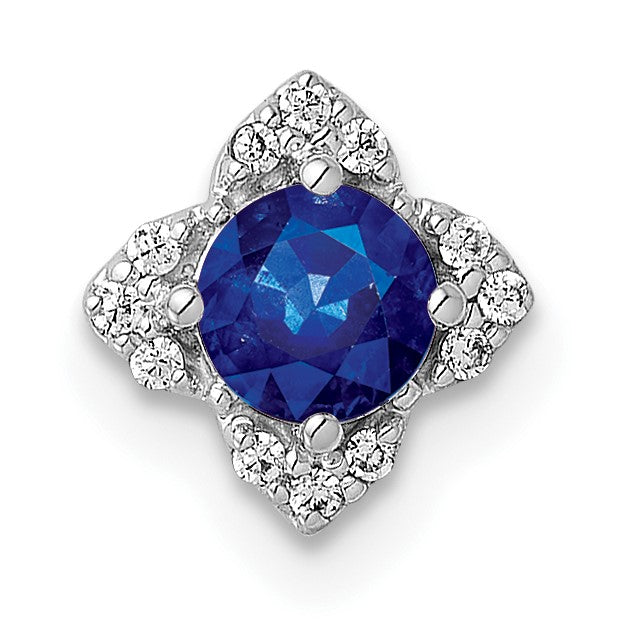 14k White Gold Diamond and Sapphire Chain Slide