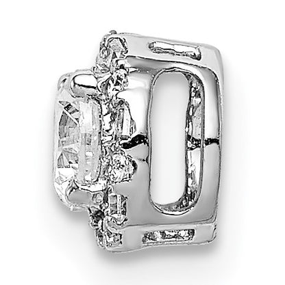 14k White Gold Holds 4.1mm Center 1/20 carat Diamond Semi-mount Halo Chain Slide