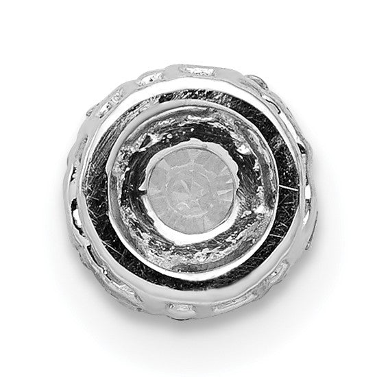 14k White Gold Holds 4.1mm Center 1/20 carat Diamond Semi-mount Halo Chain Slide