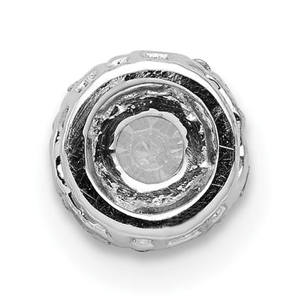 14k White Gold Holds 4.1mm Center 1/20 carat Diamond Semi-mount Halo Chain Slide