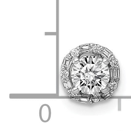 14k White Gold Holds 4.1mm Center 1/20 carat Diamond Semi-mount Halo Chain Slide
