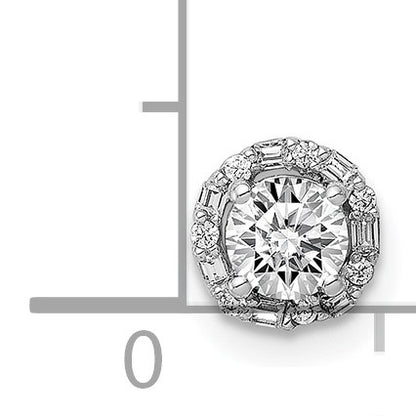 14k White Gold Holds 4.1mm Center 1/20 carat Diamond Semi-mount Halo Chain Slide