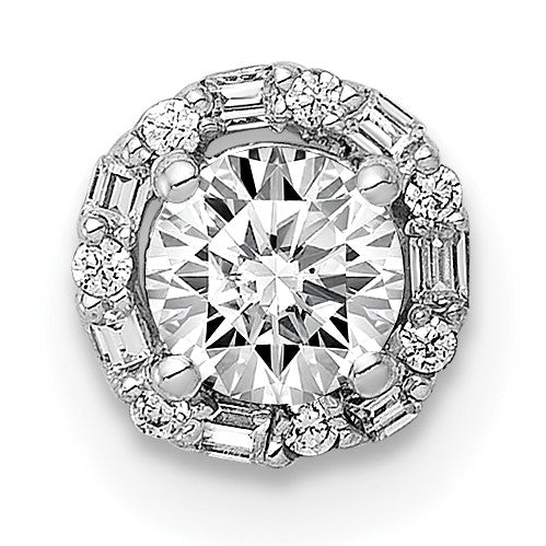 14k White Gold Holds 4.1mm Center 1/20 carat Diamond Semi-mount Halo Chain Slide