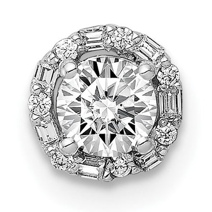 14k White Gold Holds 4.1mm Center 1/20 carat Diamond Semi-mount Halo Chain Slide