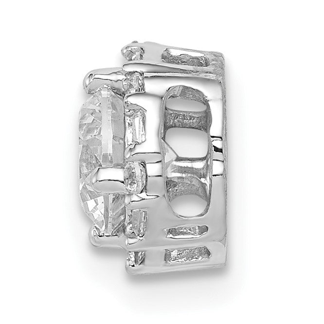 14k White Gold Holds 5.2mm Center 1/10 carat Diamond Semi-mount Halo Chain Slide