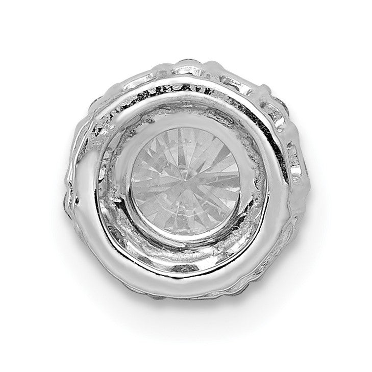 14k White Gold Holds 5.2mm Center 1/10 carat Diamond Semi-mount Halo Chain Slide