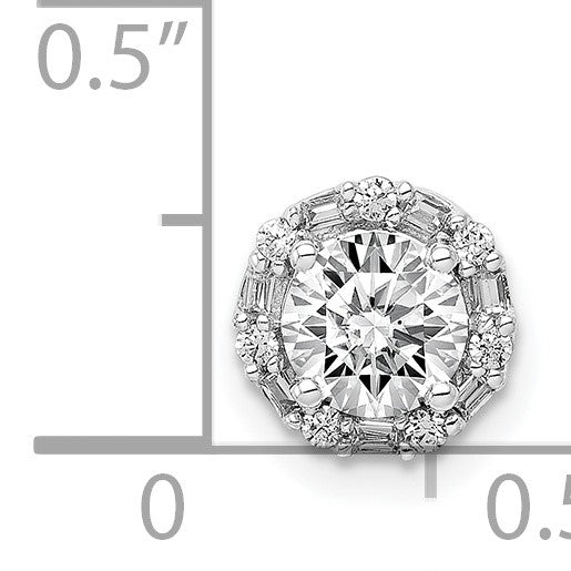 14k White Gold Holds 5.2mm Center 1/10 carat Diamond Semi-mount Halo Chain Slide