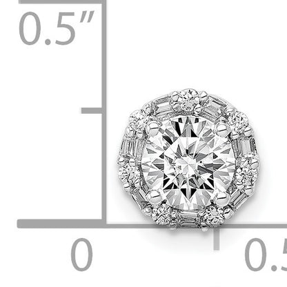 14k White Gold Holds 5.2mm Center 1/10 carat Diamond Semi-mount Halo Chain Slide