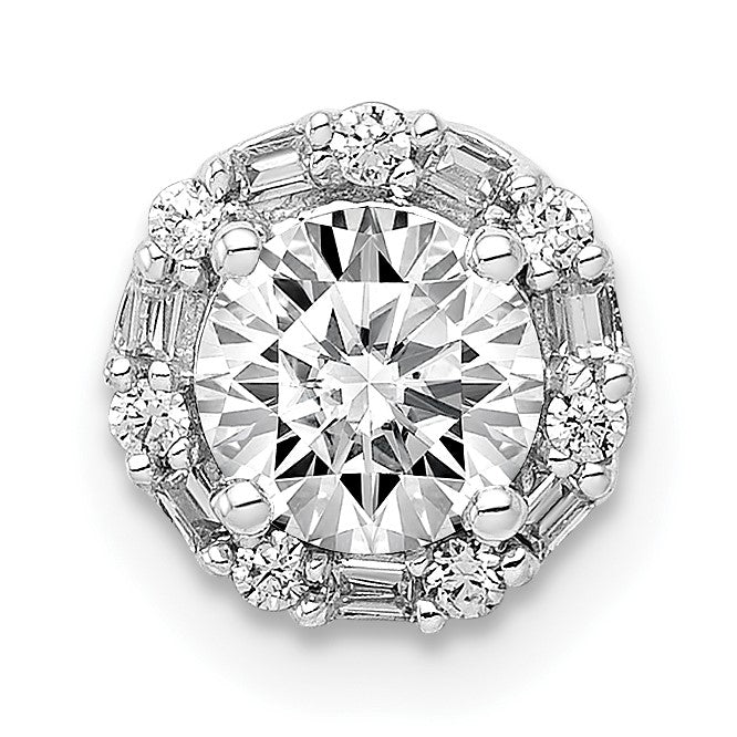 14k White Gold Holds 5.2mm Center 1/10 carat Diamond Semi-mount Halo Chain Slide