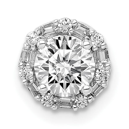 14k White Gold Holds 5.2mm Center 1/10 carat Diamond Semi-mount Halo Chain Slide