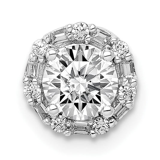 14k White Gold Holds 5.2mm Center 1/10 carat Diamond Semi-mount Halo Chain Slide