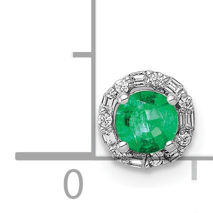 14k White Gold 1/20 carat Diamond and Emerald Halo Chain Slide
