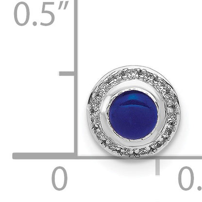 14k White Gold Diamond and .47 Sapphire Cabochon Halo Chain Slide