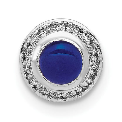 14k White Gold Diamond and .47 Sapphire Cabochon Halo Chain Slide
