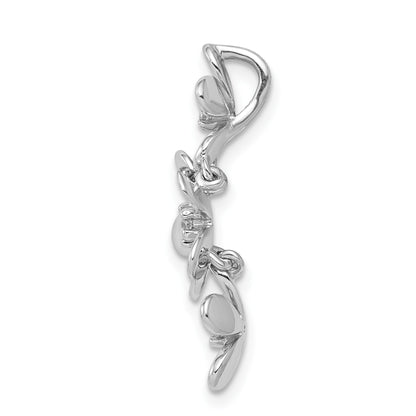 14k White Gold 1/10 carat Diamond Three Flower Chain Slide