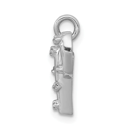 14k White Gold Diamond Cactus Pendant